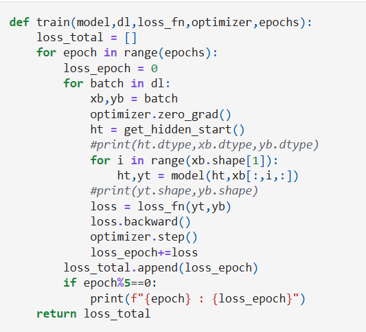 RNN traning loop